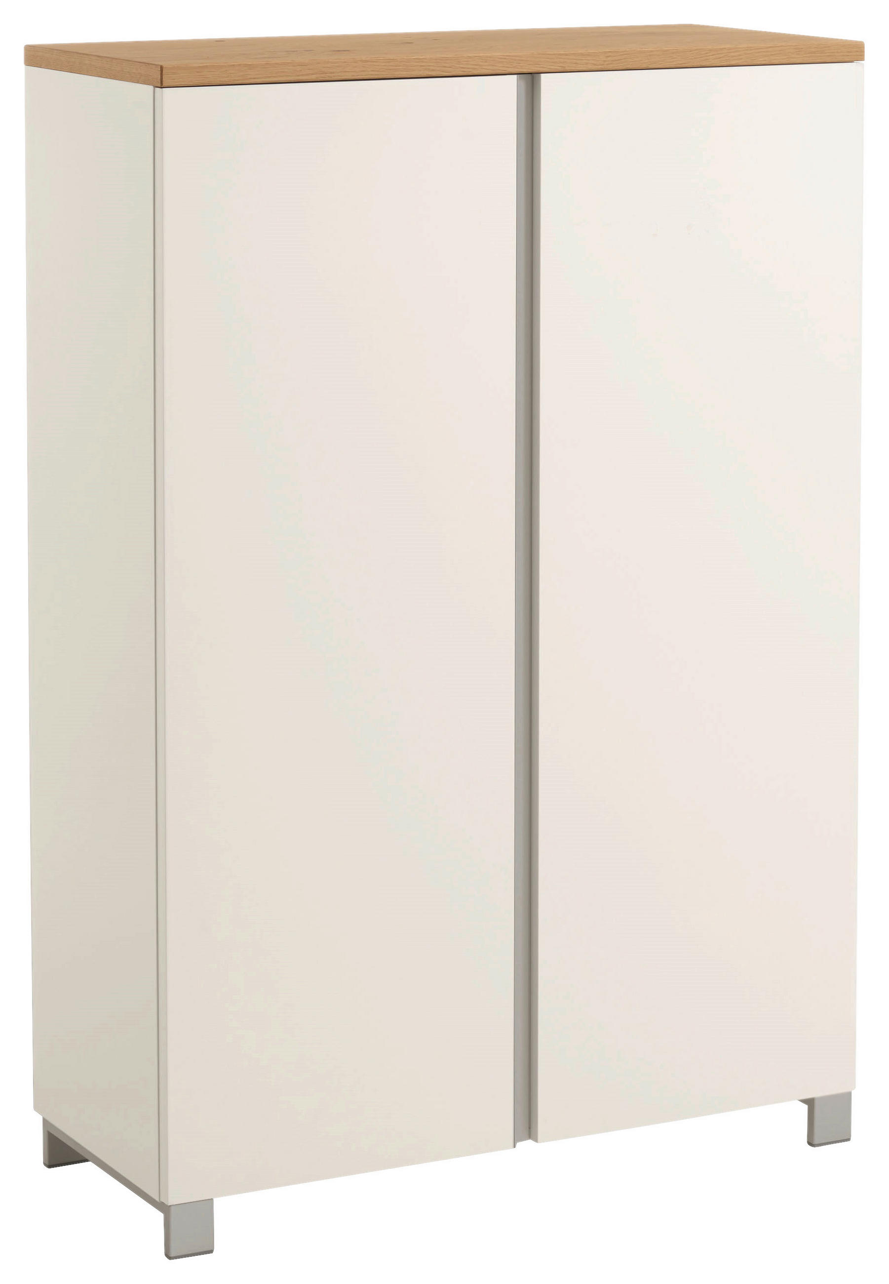 SCHUHSCHRANK Balkeneiche furniert Silberfarben, Weiß, Eichefarben - Eichefarben/Silberfarben, Design, Holz/Holzwerkstoff (84/126/37cm)