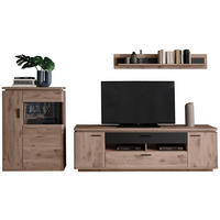 WOHNWAND 3-teilig  in Anthrazit, Eiche dunkel  310/181/50 cm  - Eiche dunkel/Anthrazit, KONVENTIONELL, Glas/Holzwerkstoff (310/181/50cm) - Cantus