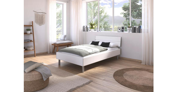 BETT 120/200 cm  in Weiß  - Alufarben/Weiß, Design, Holzwerkstoff/Metall (120/200cm) - Carryhome