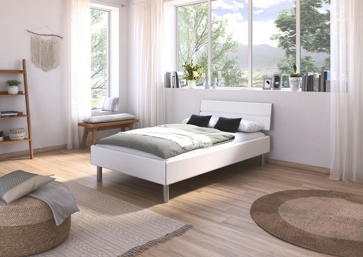 BETT 120/200 cm  in Weiß  - Alufarben/Weiß, Design, Metall (120/200cm) - Carryhome