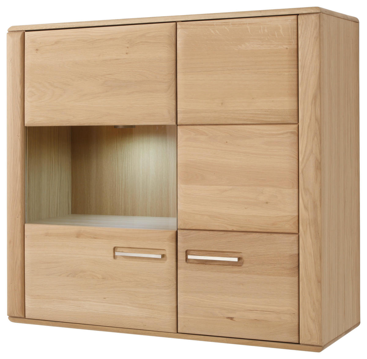 WOHNWAND  in Eichefarben  303/209/51 cm  - Eichefarben/Silberfarben, Design, Glas/Holz (303/209/51cm) - Livetastic
