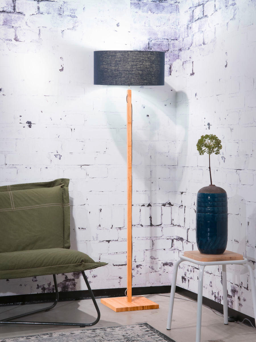 STEHLEUCHTE 47/167 cm    - Blau/Naturfarben, Trend (47/167cm) - Good & Mojo