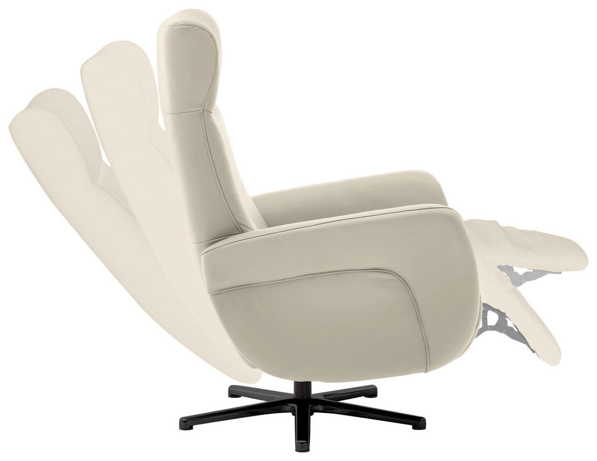 RELAXSESSEL in Leder Ecru  - Ecru/Schwarz, Design, Leder/Metall (76/112/83cm) - Beldomo Speed