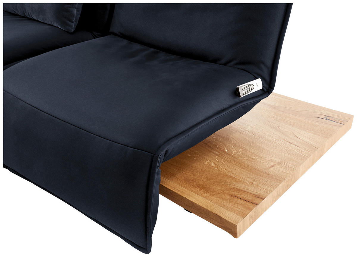 2-SITZER-SOFA in Echtleder Dunkelblau  - Eichefarben/Schwarz, Natur, Leder/Holz (240/63/115cm) - Koinor