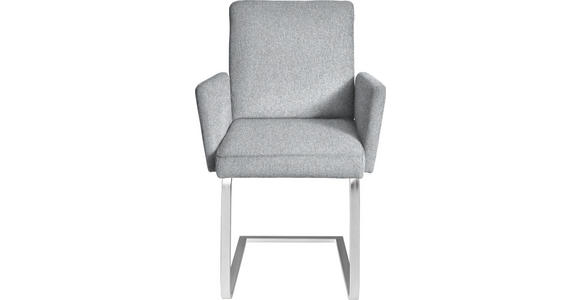 ARMLEHNSTUHL in Stahl Chenille - Chromfarben/Hellgrau, Design, Textil/Metall (56/92/60cm) - Dieter Knoll