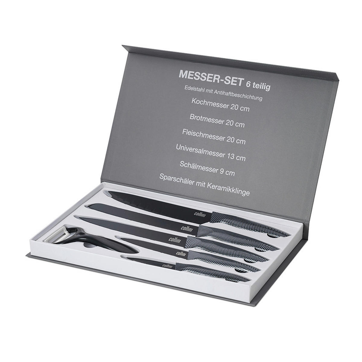 MESSERSET 6-teilig  - Schwarz, Basics, Metall - Berndorf