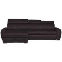 ECKSOFA in Velours Dunkelbraun  - Chromfarben/Dunkelbraun, Design, Kunststoff/Textil (173/276cm) - Stylife
