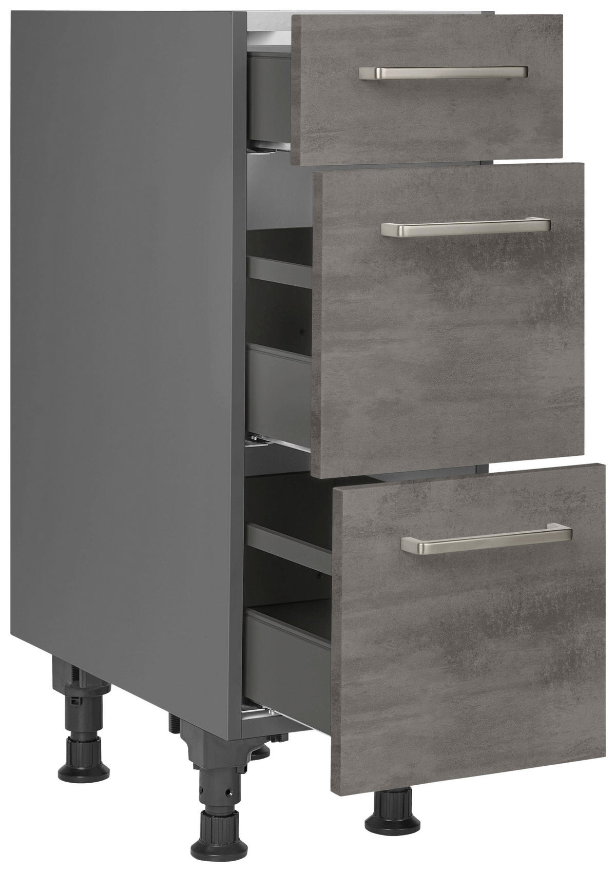 SCHUBKASTENUNTERSCHRANK 30/87/56 cm  in Schieferfarben  - Schieferfarben/Edelstahlfarben, MODERN, Holzwerkstoff/Metall (30/87/56cm) - Nobilia