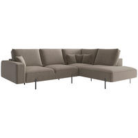 ECKSOFA in Flachgewebe Champagner  - Champagner/Schwarz, Design, Textil/Metall (280/223/223cm) - Livetastic
