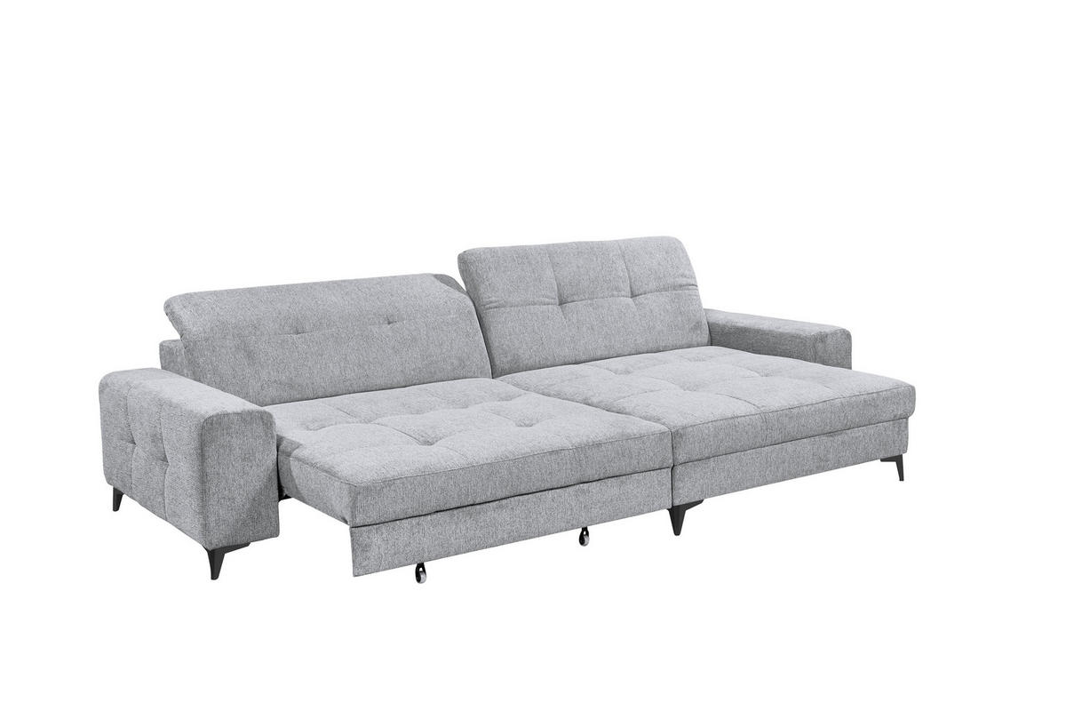 ECKSOFA SORELLA Hellgrau Mikrovelours Kopfteilverstellung, Sitztiefenverstellung  - Hellgrau/Schwarz, Design, Kunststoff/Textil (328/182cm) - MID.YOU