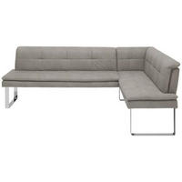 ECKBANK 233/174 cm Mikrofaser Chromfarben, Ecru Metall   - Chromfarben/Ecru, Design, Textil/Metall (233/174cm) - Novel