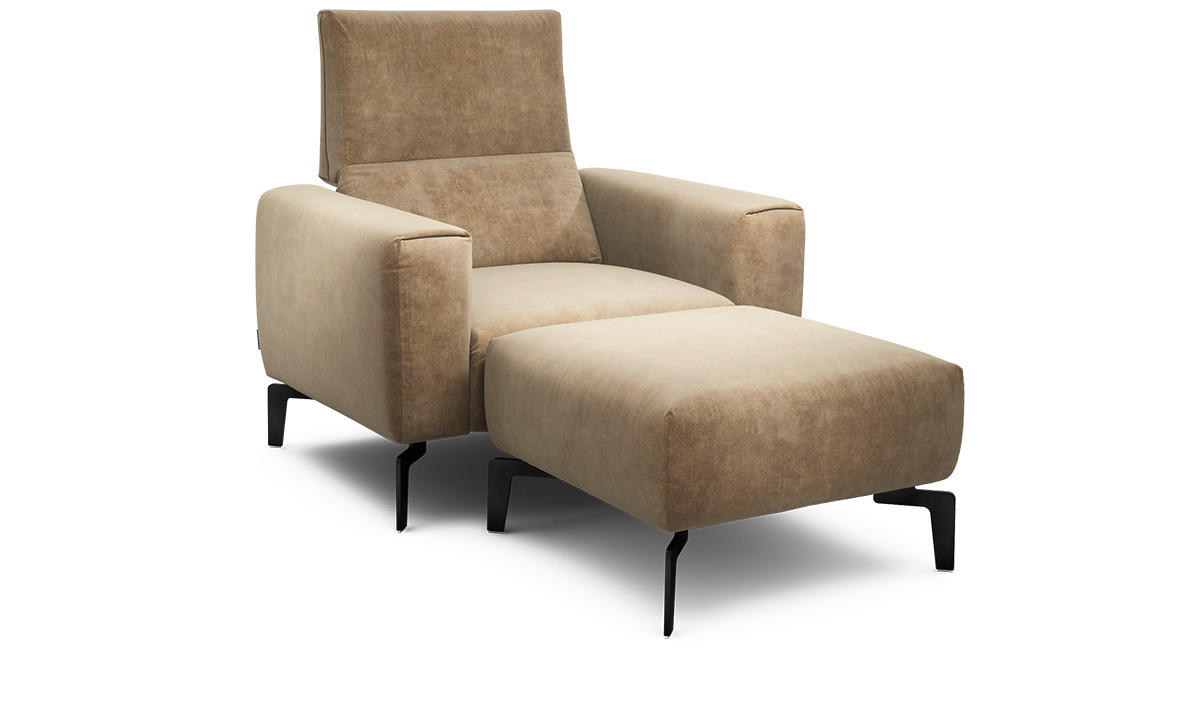 SESSELSET in Samt Sandfarben  - Sandfarben/Schwarz, Design, Textil/Metall (110/85/86-94cm) - SENSOO