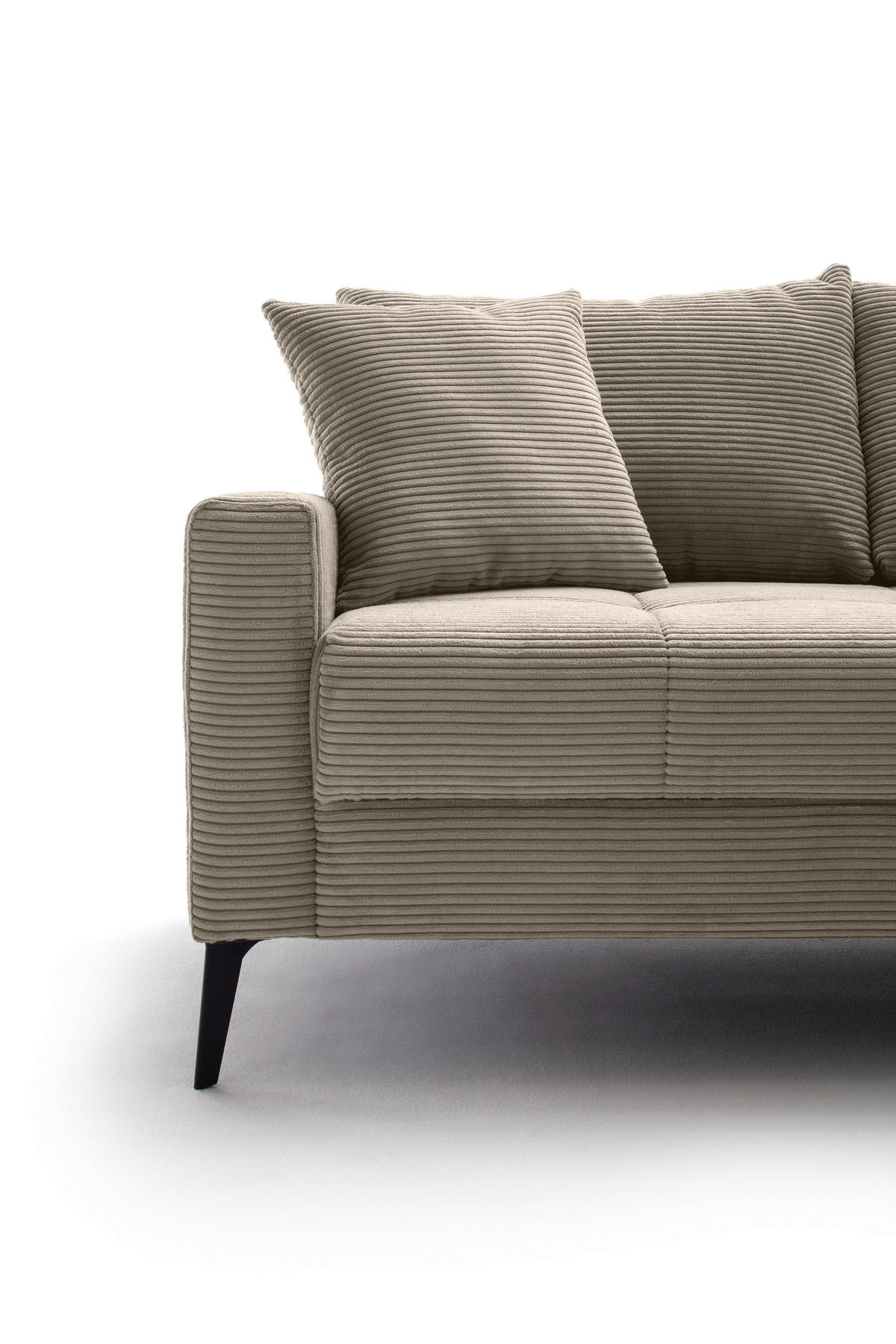 ECKSOFA Taupe Cord  - Taupe/Schwarz, KONVENTIONELL, Textil/Metall (280/173cm) - Hom`in