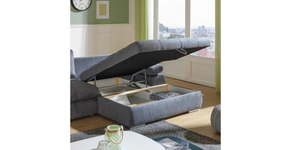 ECKSOFA in Flachgewebe Grau  294/173 cm  - Chromfarben/Weiß, Design, Kunststoff/Textil (294/173cm) - Carryhome