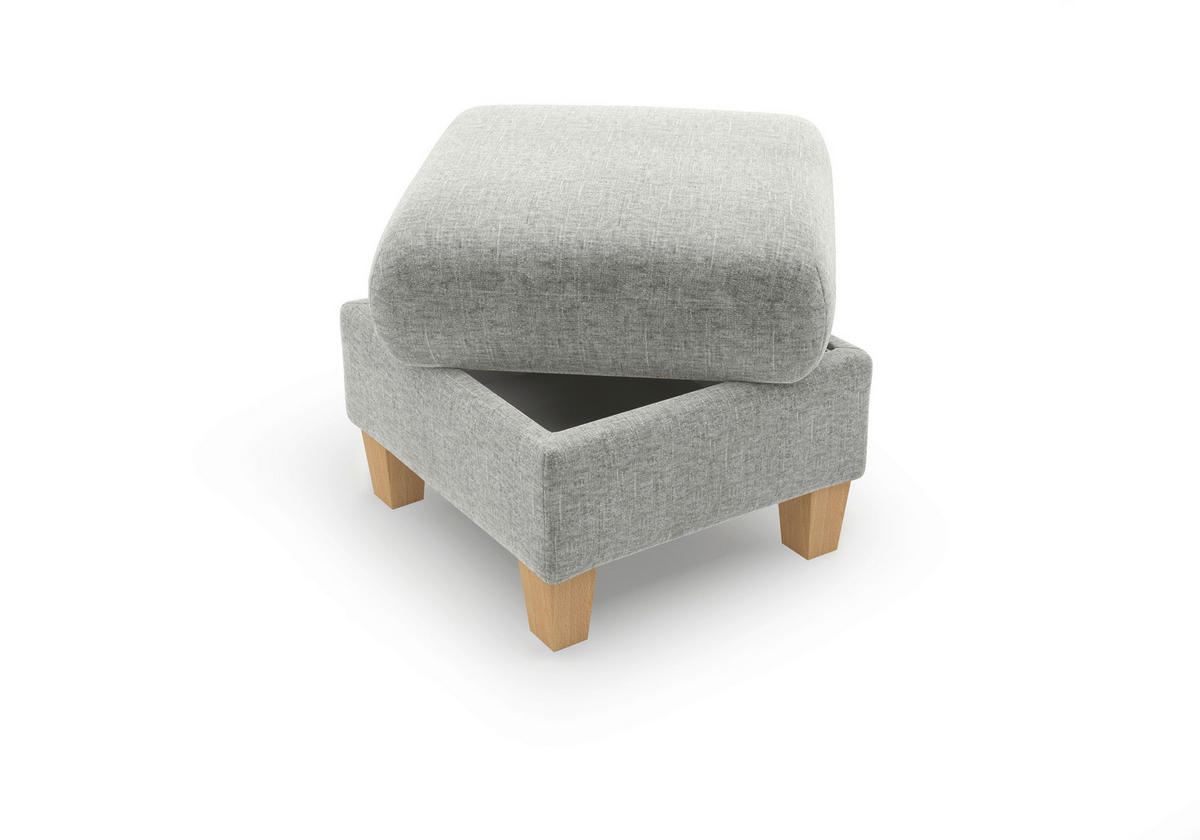 HOCKER GLENDALE E Flachgewebe Hellgrau  - Eichefarben/Hellgrau, KONVENTIONELL, Holz/Textil (58/48/58cm) - Sit & More