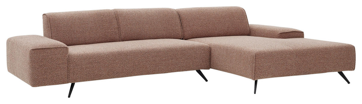 ECKSOFA Rotbraun Flachgewebe  - Rotbraun/Schwarz, Design, Textil/Metall (312/180cm) - Musterring