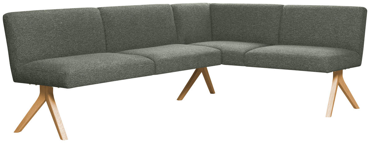 ECKBANK Holz, Textil Graugrün  - Eichefarben/Graugrün, Konventionell, Holz/Textil (238/172cm) - Linea Natura