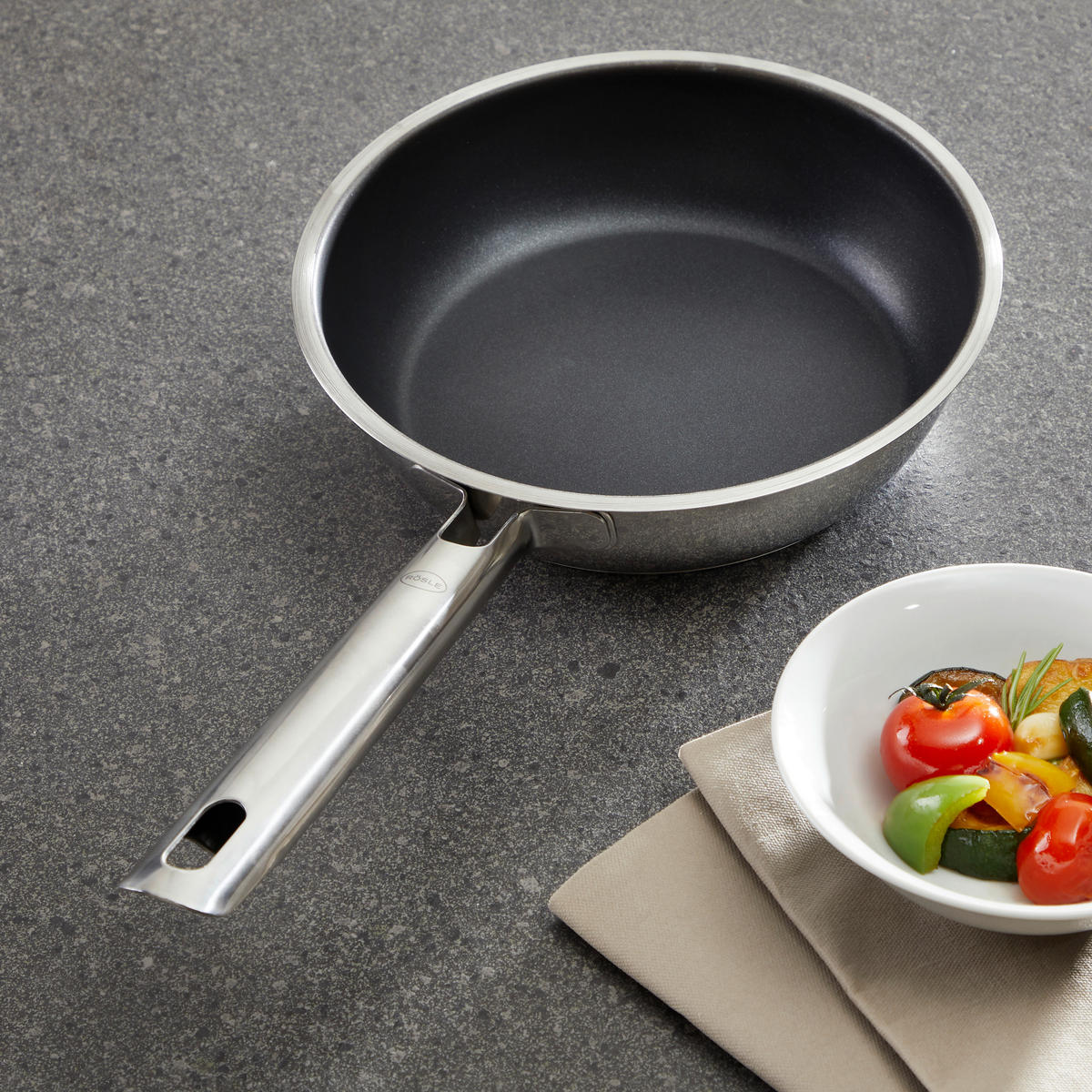 BRATPFANNE ELEGANCE 20 cm  - Edelstahlfarben/Schwarz, KONVENTIONELL, Metall (20cm) - Rösle