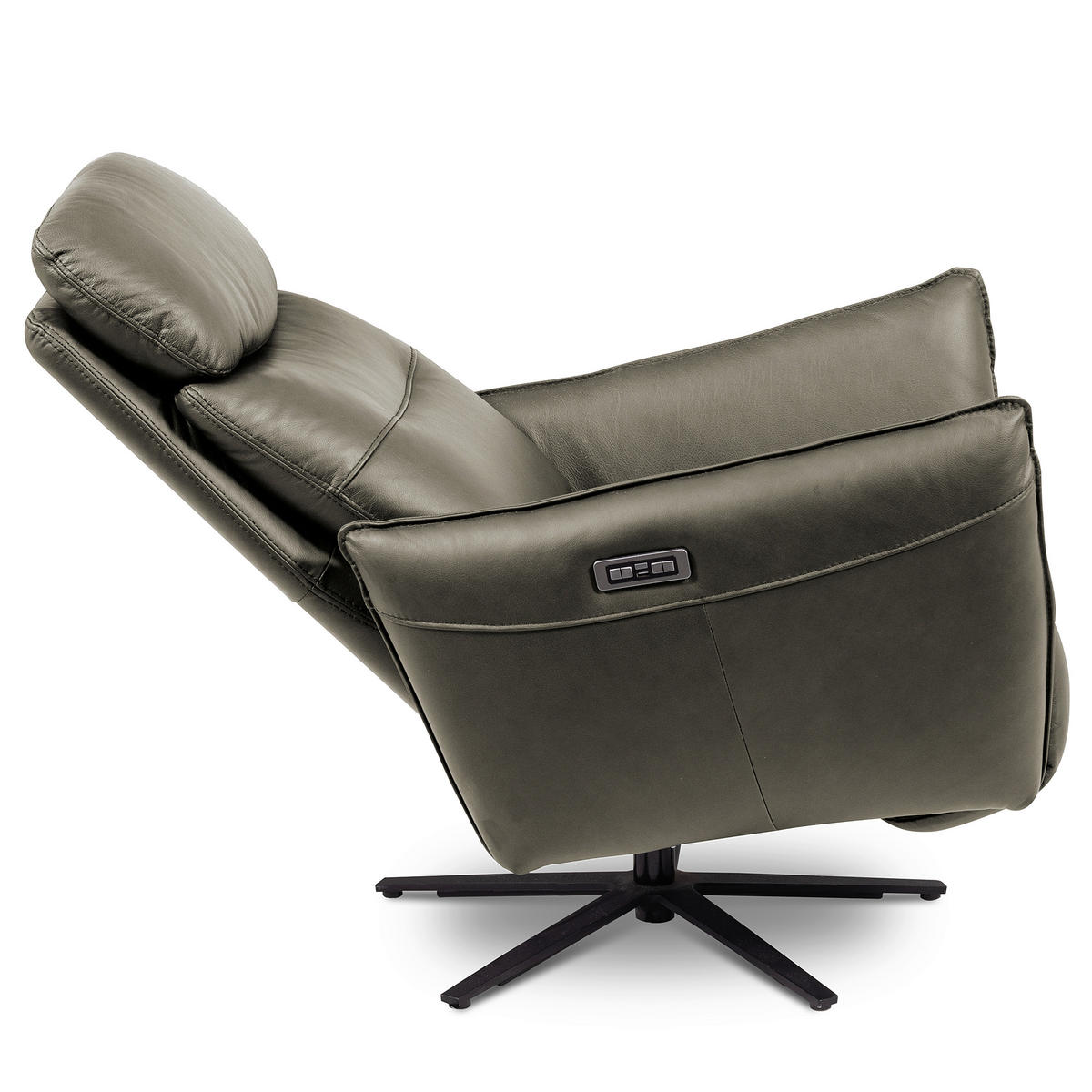 RELAXSESSEL in Leder Grau  - Schwarz/Grau, Design, Leder/Metall (77/107/88cm) - Livetastic