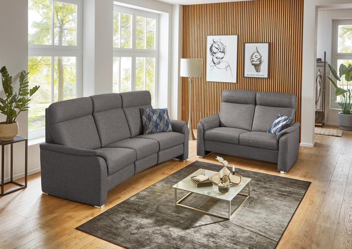 2-SITZER-SOFA  in Flachgewebe Dunkelbraun  - Dunkelbraun/Alufarben, KONVENTIONELL, Textil/Metall (156/107/95cm) - Beldomo Comfort