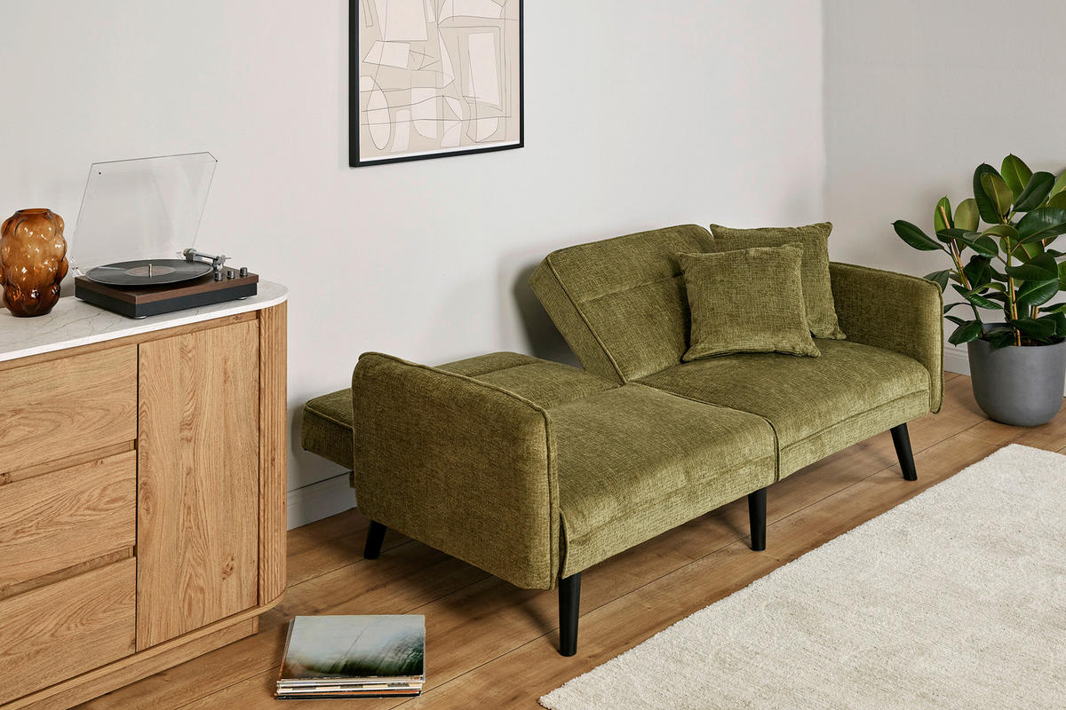 SCHLAFSOFA Bouclé Grün, Opal  - Champagner/Opal, MODERN, Holz/Textil (191/83/84cm) - Livetastic