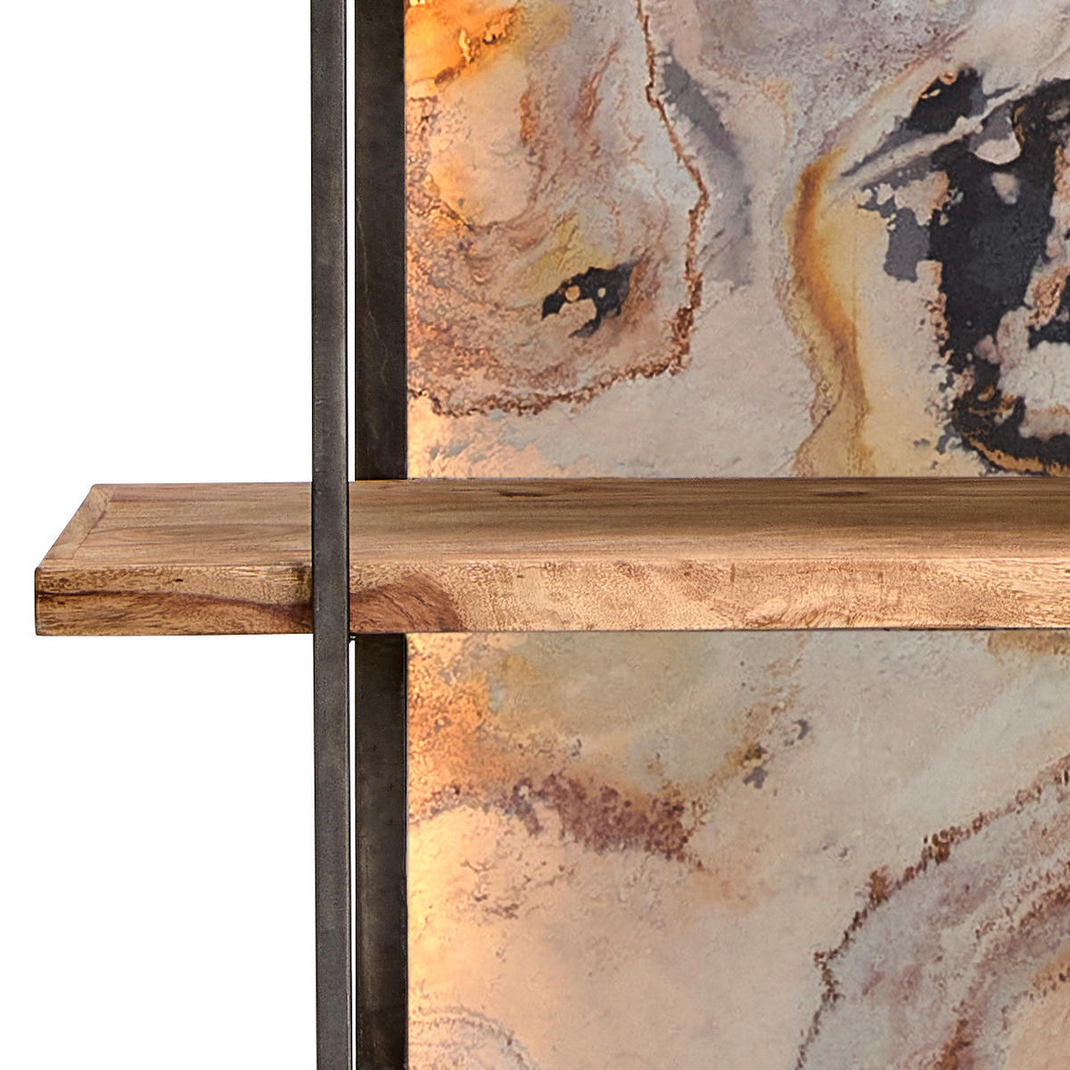 REGAL Sheesham Hartholz Grau, Sheeshamfarben  - Sheeshamfarben/Grau, KONVENTIONELL, Holz/Stein (90/180/40cm) - Livetastic