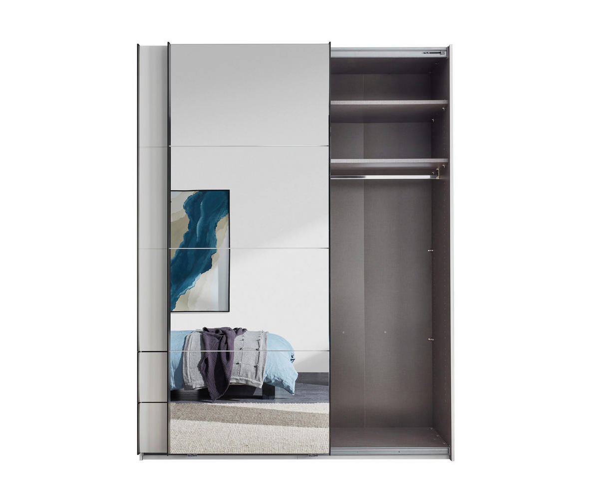 SCHWEBETÜRENSCHRANK 170/225,5/60 cm 2-türig Weiß, Schwarz  - Schwarz/Weiß, KONVENTIONELL, Glas/Holzwerkstoff (170/225,5/60cm) - Xora