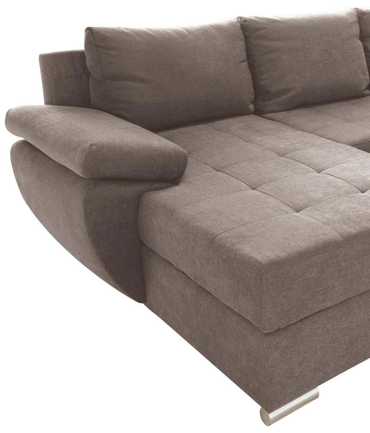 WOHNLANDSCHAFT in Mikrofaser Taupe  - Taupe/Chromfarben, Konventionell, Textil/Metall (157/305/219cm) - Livetastic