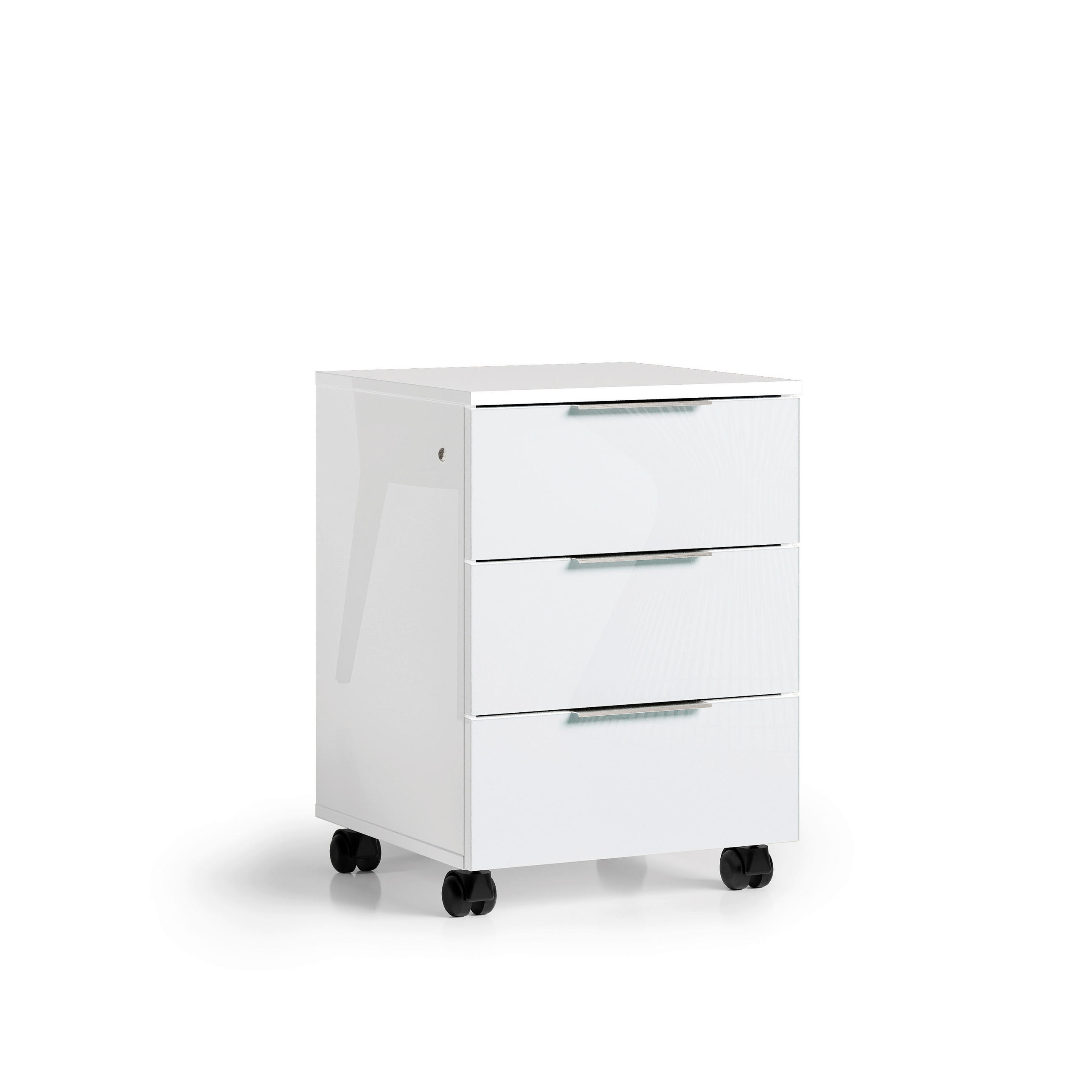 ROLLCONTAINER Weiß  - Alufarben/Weiß, Design, Glas/Holzwerkstoff (45/63/43cm) - Stylife