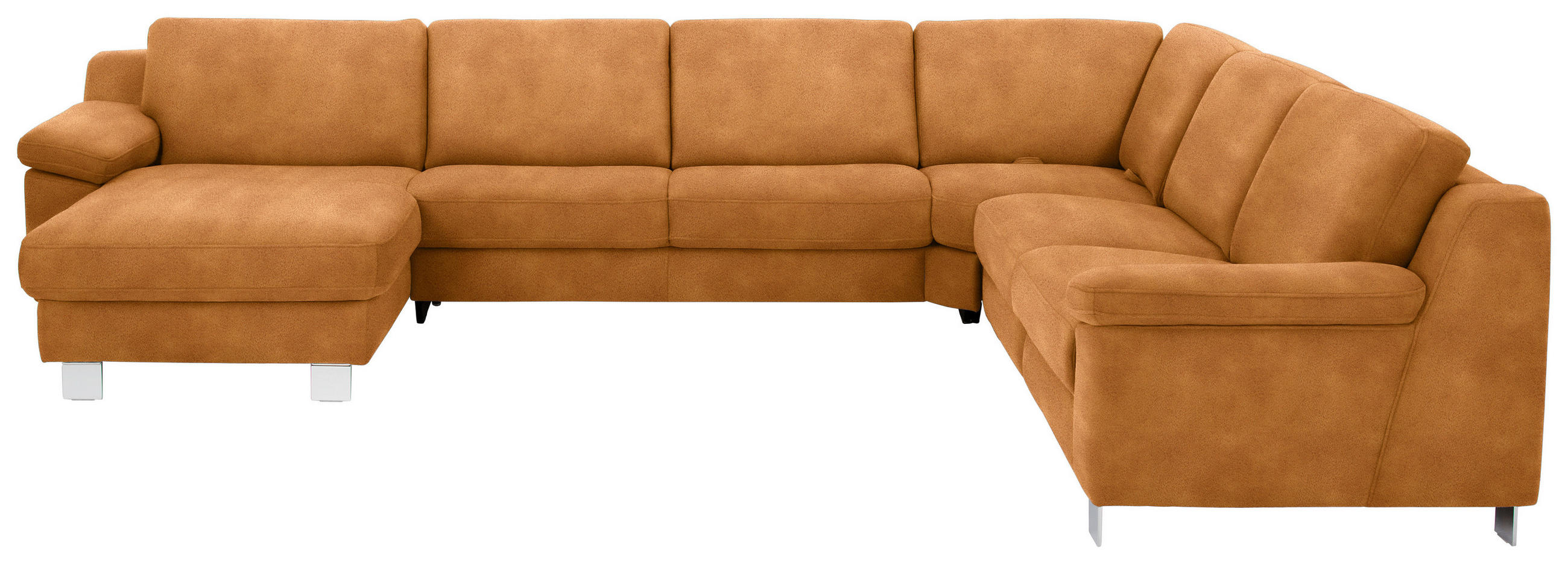 WOHNLANDSCHAFT in Mikrofaser Currygelb  - Chromfarben/Currygelb, Design, Textil/Metall (166/364/278cm) - Valdera
