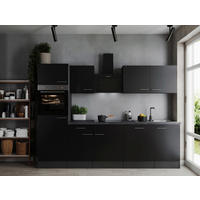 KÜCHENBLOCK 280 cm   in Grau, Schwarz  - Silberfarben/Schwarz, Design, Holzwerkstoff/Metall (280cm) - Respekta