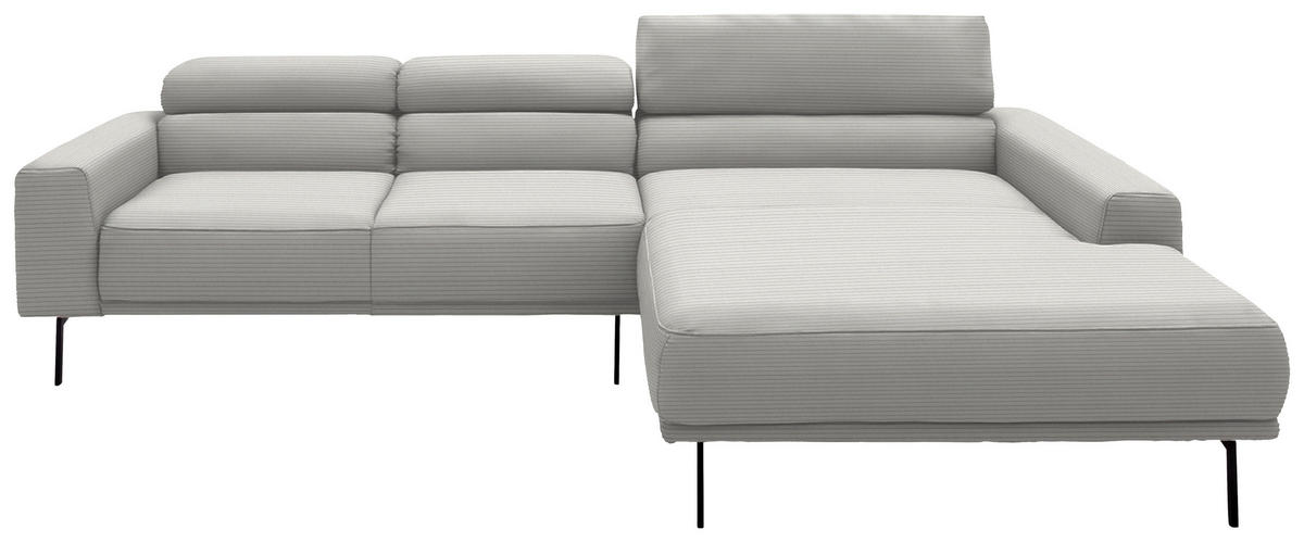 ECKSOFA  in Cord Greige  293/215-217 cm  - Greige/Schwarz, Design, Textil/Metall (293/215-217cm) - Schöner Wohnen