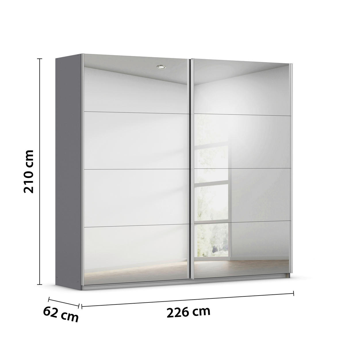 SCHWEBETÜRENSCHRANK 226/210/62 cm,  in Grau, 2 Tür(en)  - Alufarben/Grau, KONVENTIONELL, Holzwerkstoff/Kunststoff (226/210/62cm) - home24