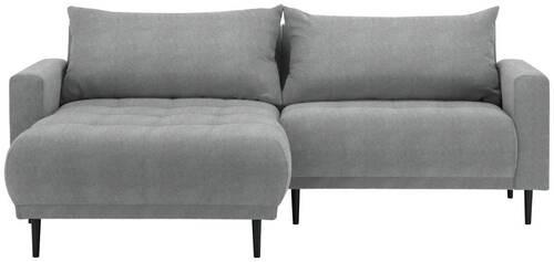 ECKSOFA in Flachgewebe Grau  215/160 cm  - Schwarz/Grau, Design, Holz/Textil (215/160cm) - Stylife