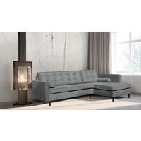ECKSOFA Mikrofaser Anthrazit  - Anthrazit/Braun, Design, Holz/Textil (240/169cm) - P & B