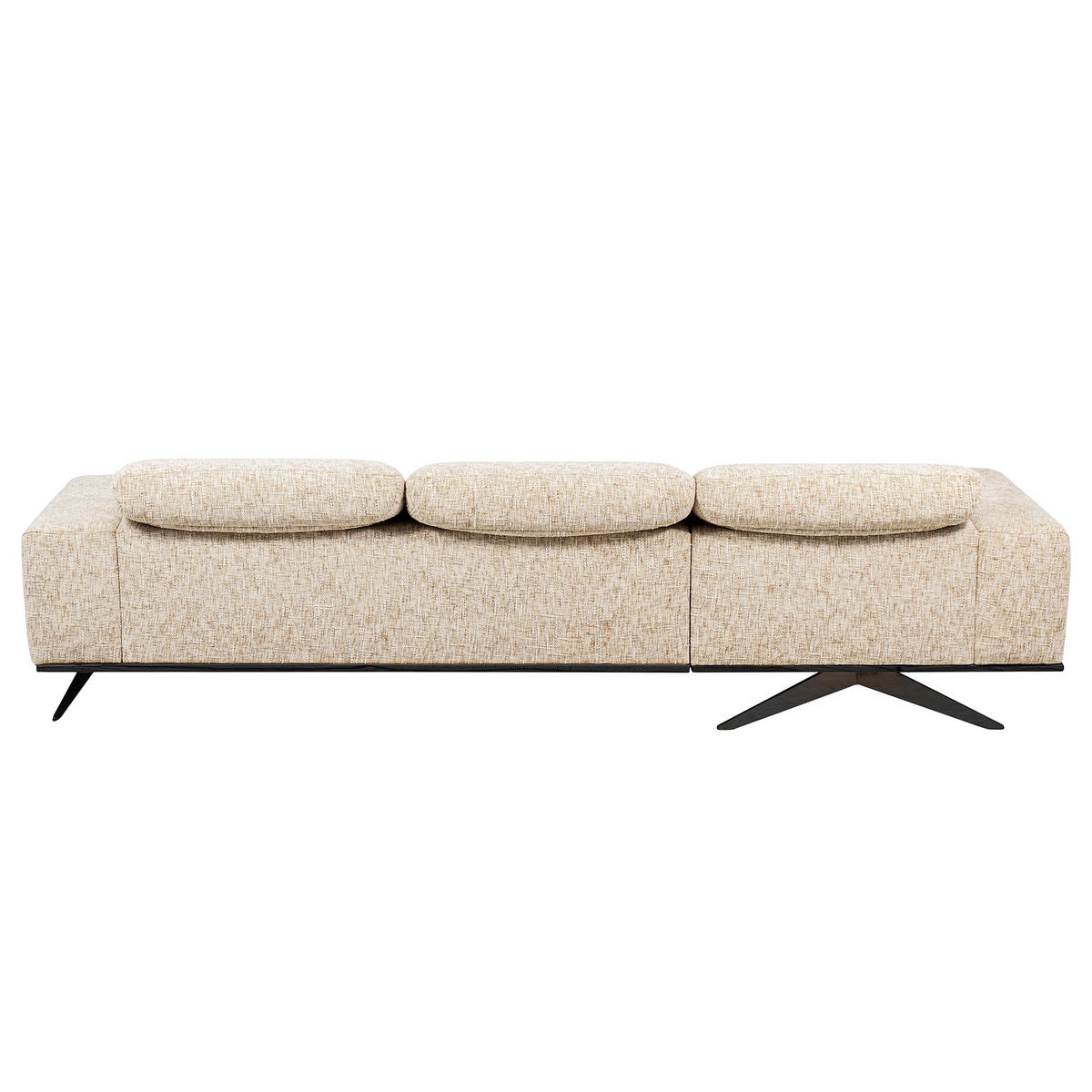 ECKSOFA PORTLAND in Struktur Beige Kopfteilverstellung  187/295 cm  - Beige/Schwarz, Design, Holz/Textil (187/295cm) - Livetastic