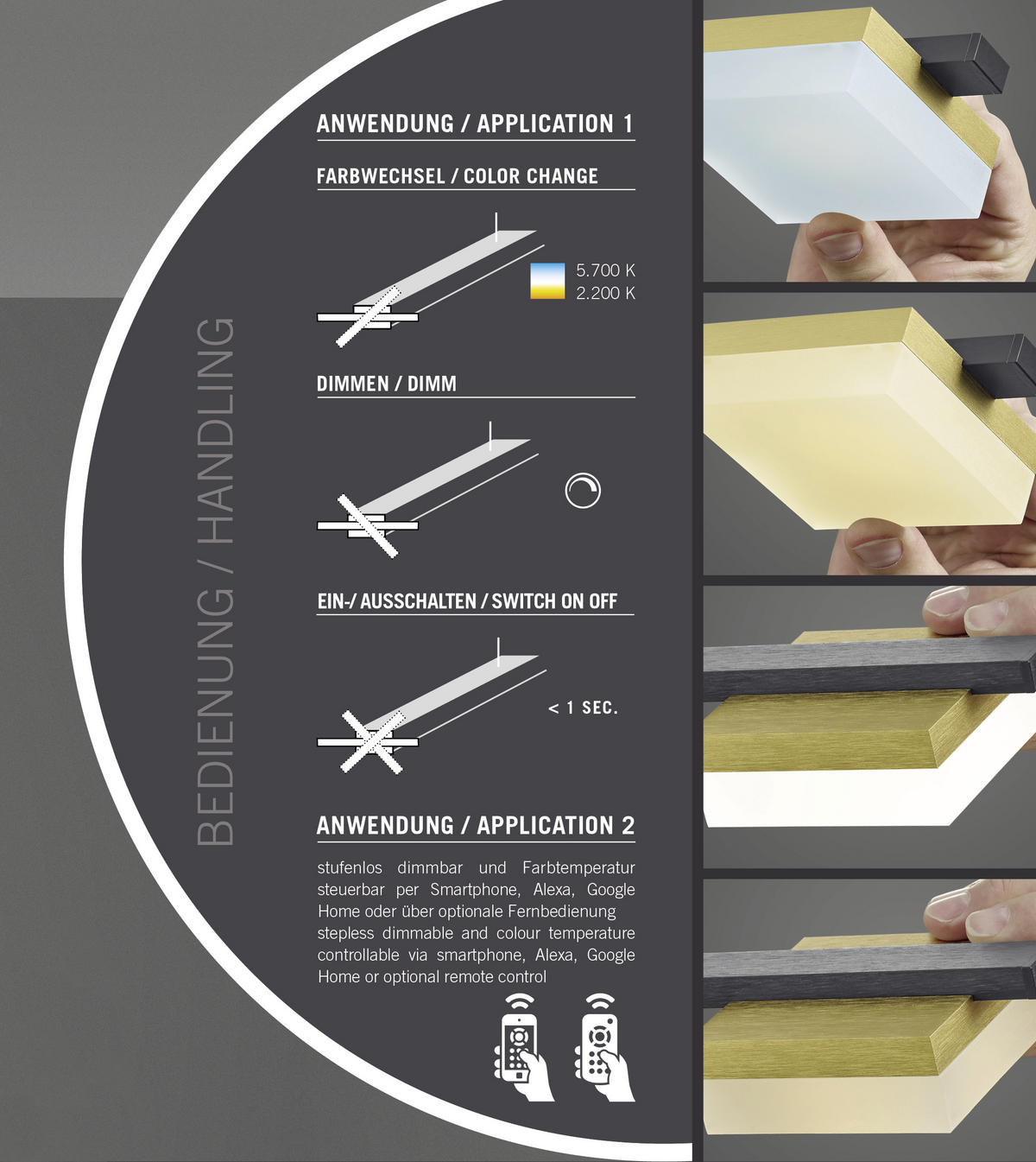 LED-HÄNGELEUCHTE 97/150 cm  - Anthrazit/Goldfarben, Design, Metall (97/150cm) - BOPP
