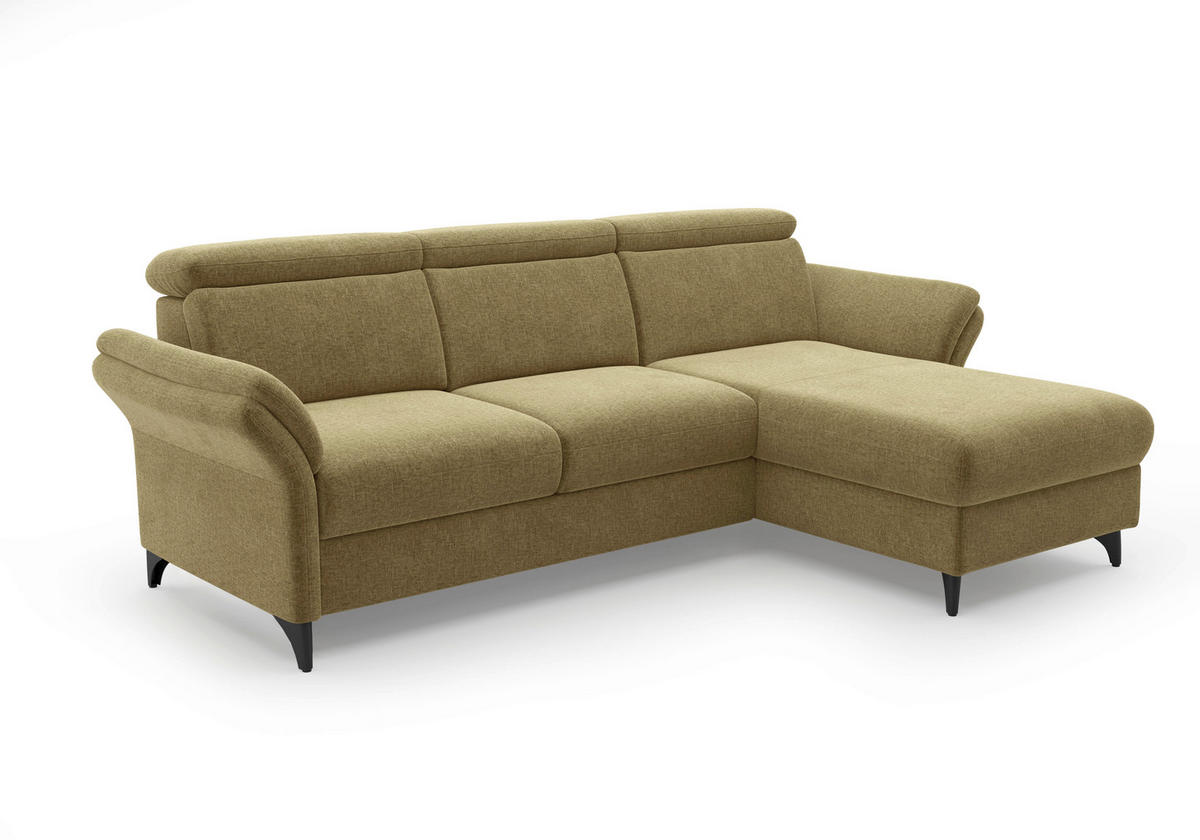 ECKSOFA GLENDALE E Olivgrün Flachgewebe  - Schwarz/Olivgrün, KONVENTIONELL, Textil/Metall (253/166cm) - Sit & More