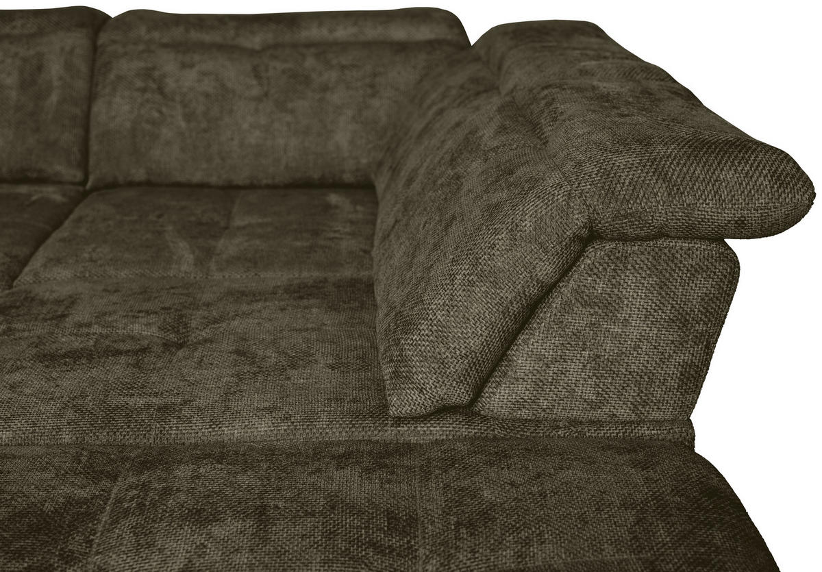 WOHNLANDSCHAFT in Struktur Olivgrün  - Schwarz/Olivgrün, KONVENTIONELL, Textil/Metall (188/357/253cm) - Carryhome