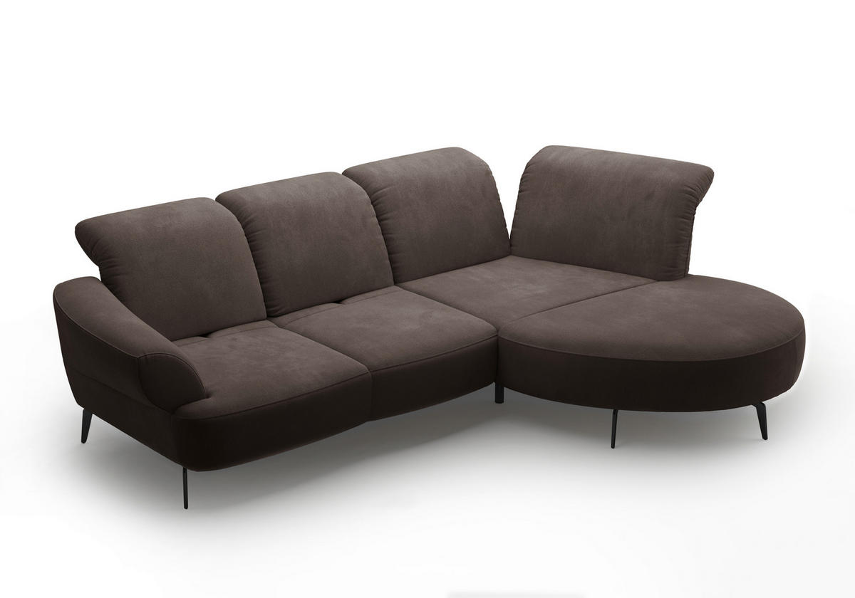 ECKSOFA in Flachgewebe Graphitfarben  - Schwarz/Graphitfarben, Modern, Textil/Metall (313/208cm) - Sit & More