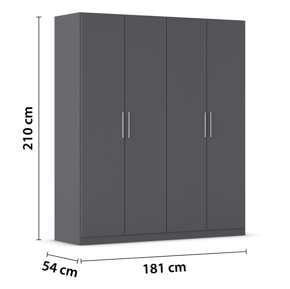 DREHTÜRENSCHRANK 181/210/54 cm,  in Grau, 4-türig  - Alufarben/Grau, KONVENTIONELL, Holzwerkstoff/Kunststoff (181/210/54cm) - home24