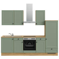 KÜCHENBLOCK 270 cm   in Eichefarben, Schilfgrün  - Schilfgrün/Eichefarben, MODERN, Holzwerkstoff/Metall (270cm) - Nobilia