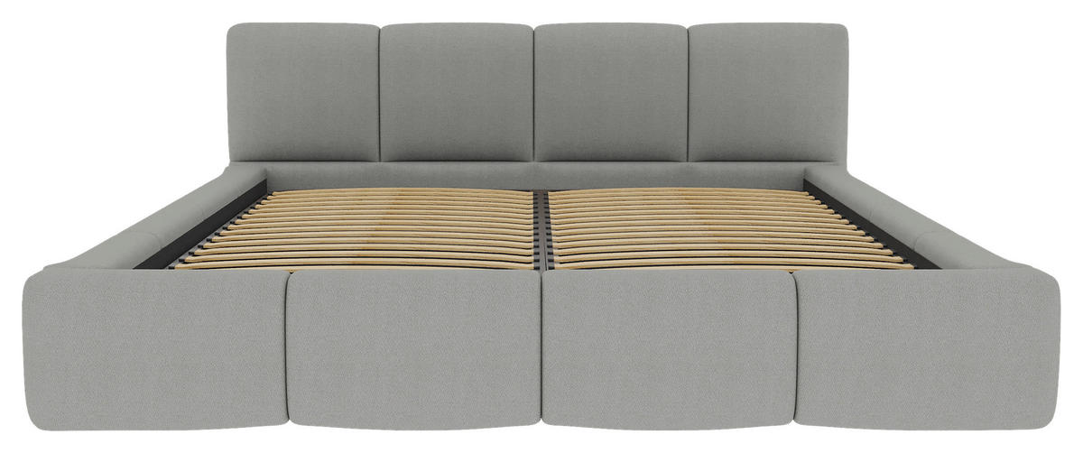 POLSTERBETT 180/200 cm,  in Silberfarben, Lattenrost, Bettkasten,  - Silberfarben/Schwarz, Design, Holz/Textil (180/200cm) - Xora