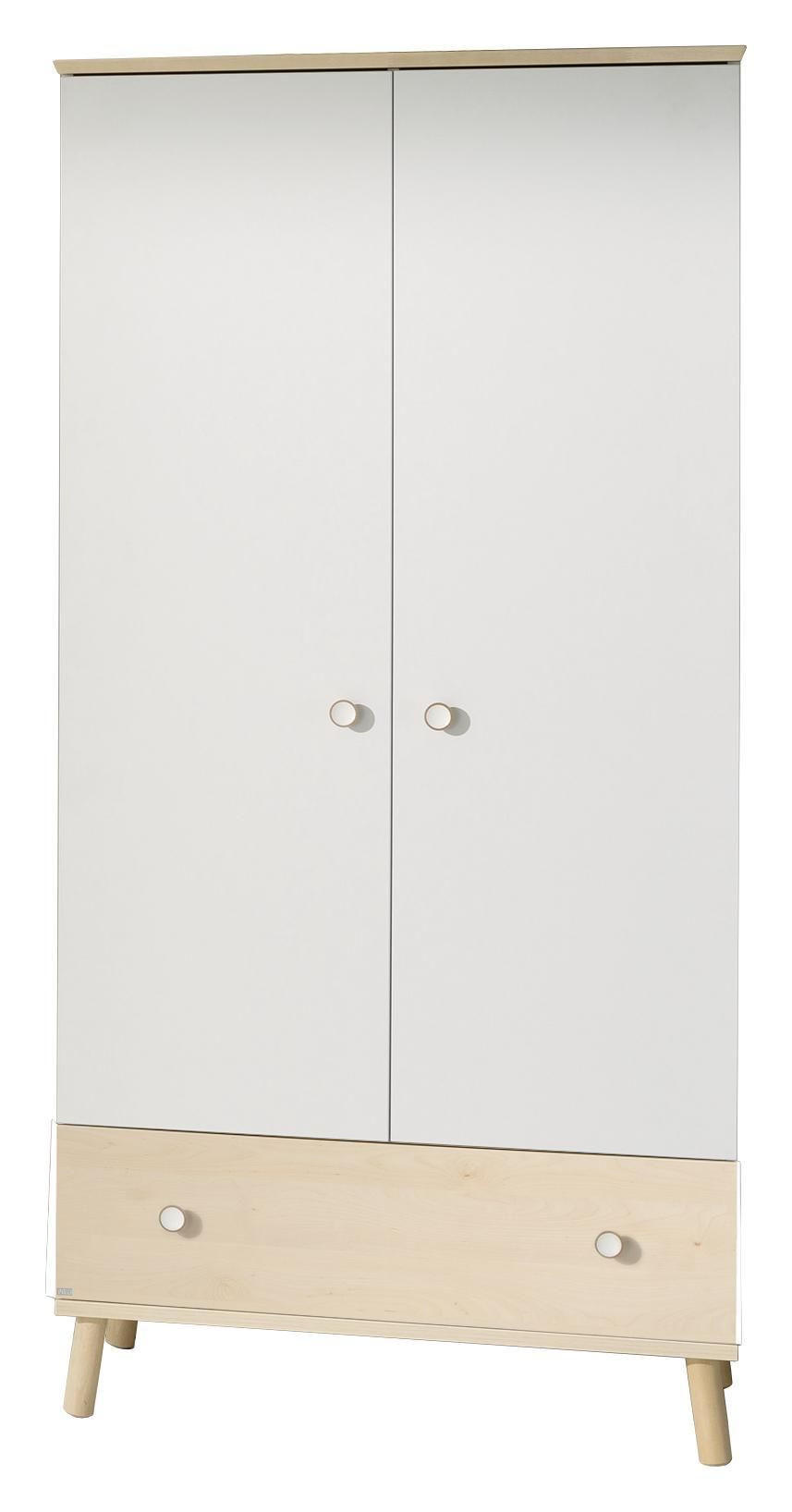 DREHTÜRENSCHRANK 2-türig Weiß, Birkefarben - Birkefarben/Weiß, Design, Holz/Holzwerkstoff (96,4/198,7/56,3cm) - Paidi