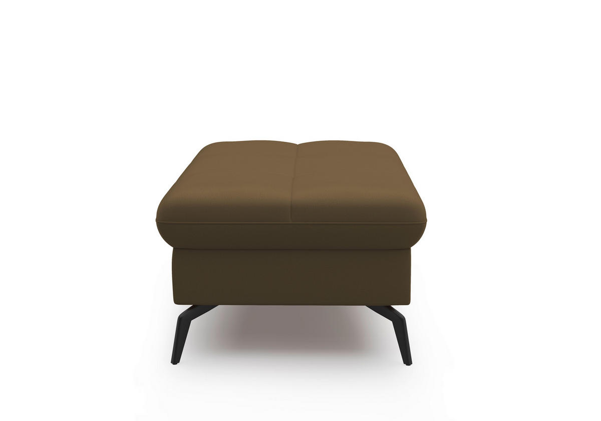 HOCKER in Leder Olivgrün  - Schwarz/Olivgrün, KONVENTIONELL, Leder/Metall (102/47/69cm) - Sit & More