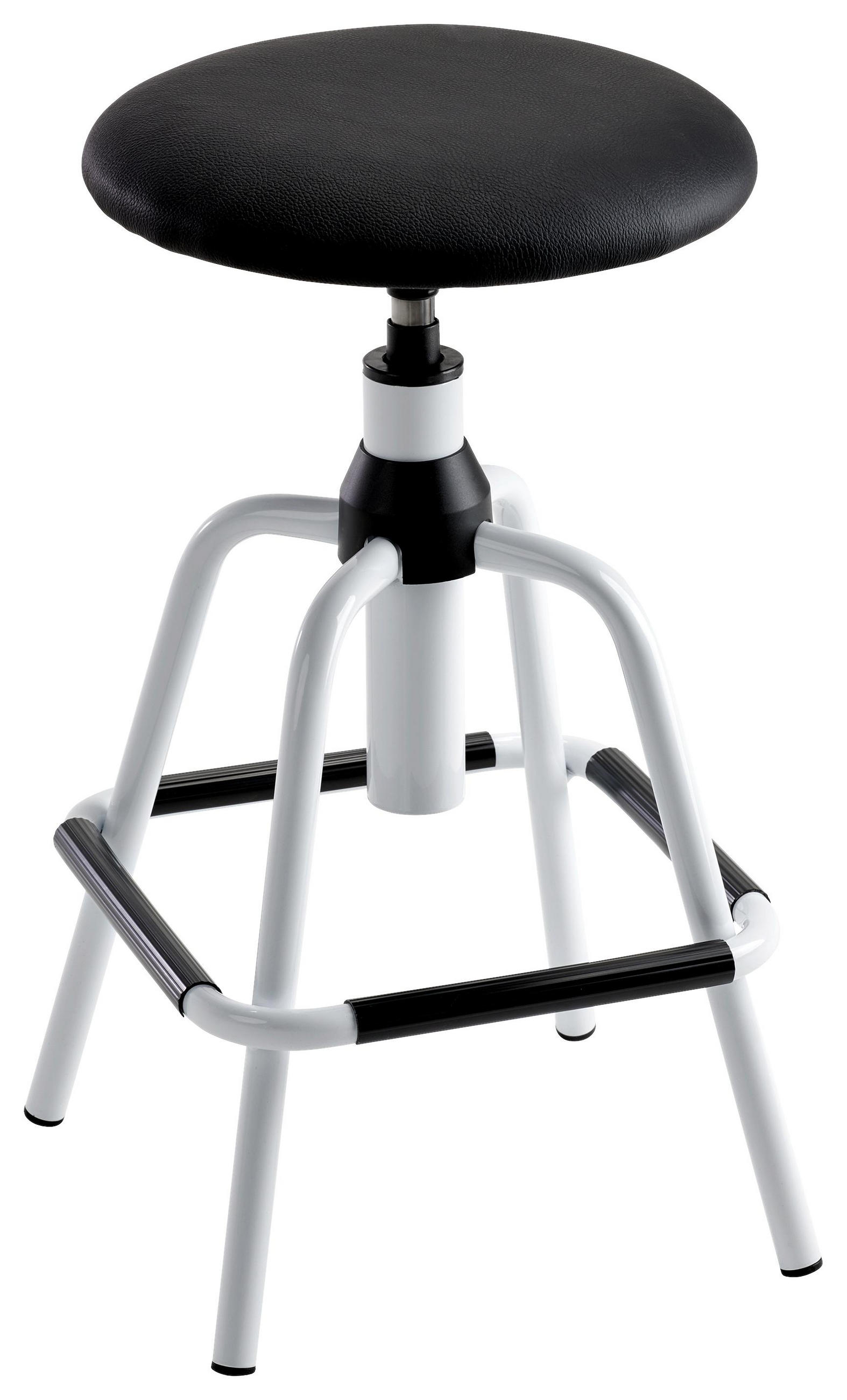 Drehhocker in Holz, Metall, Textil Schwarz, Weiß