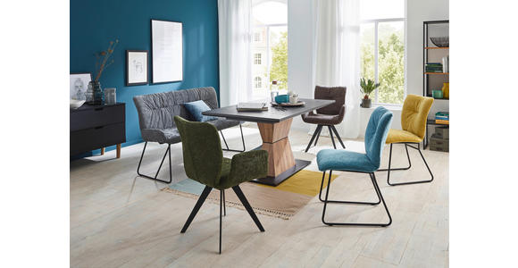 SITZBANK 140/90/62 cm in Braun, Schwarz - Schwarz/Braun, Design, Textil/Metall (140/90/62cm) - Voleo