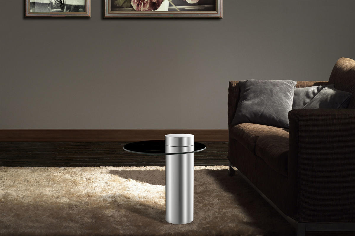 BEISTELLTISCH 46/46/52 cm Silberfarben rund  - Silberfarben, Design, Glas/Metall (46/46/52cm) - Kayoom