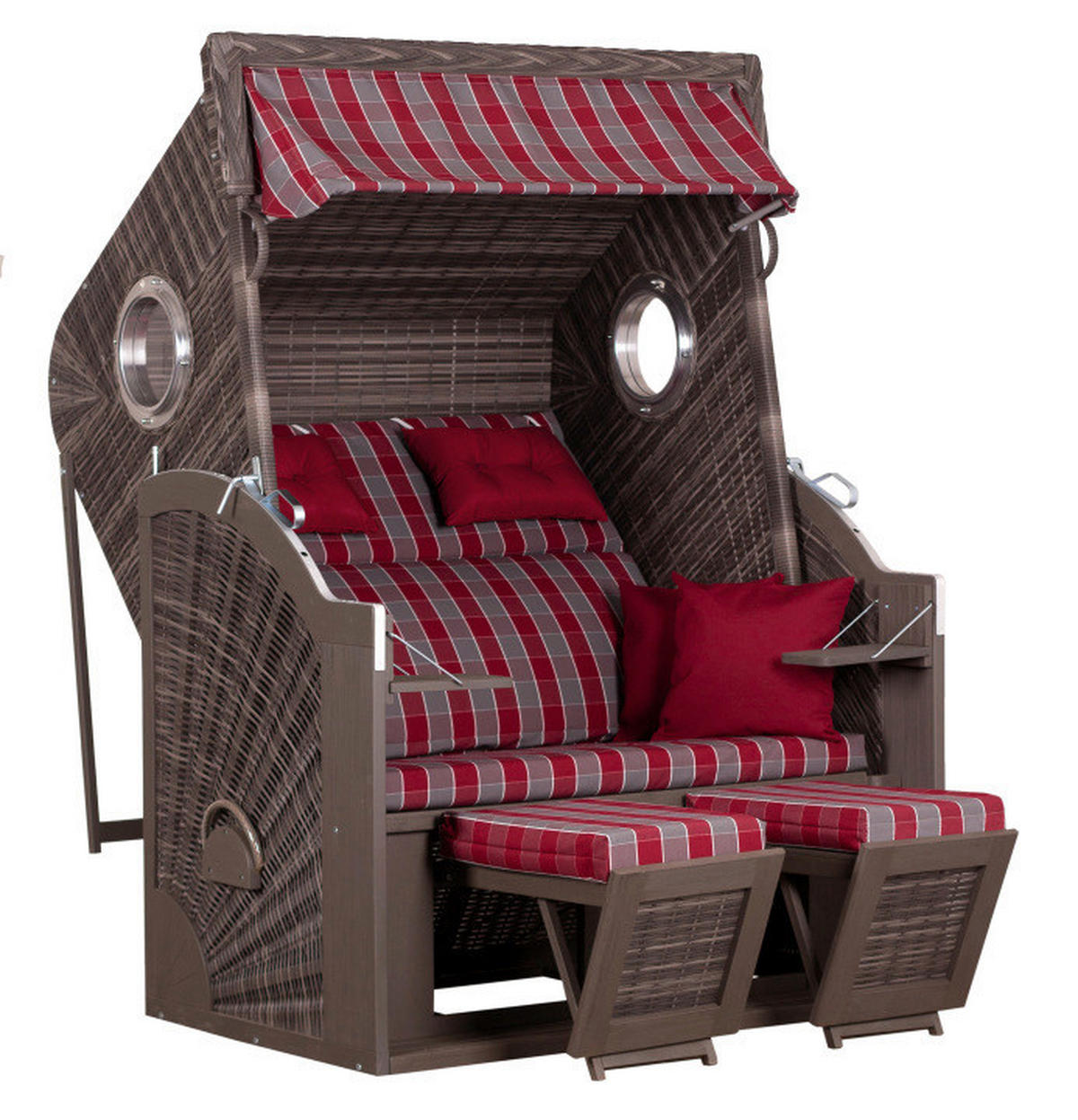 STRANDKORB - Rot/Grau, Basics, Holz/Textil (130/160/80cm)