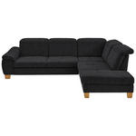 ECKSOFA in Flachgewebe Schwarz  - Wildeiche/Schwarz, Natur, Holz/Textil (301/243cm) - Voleo